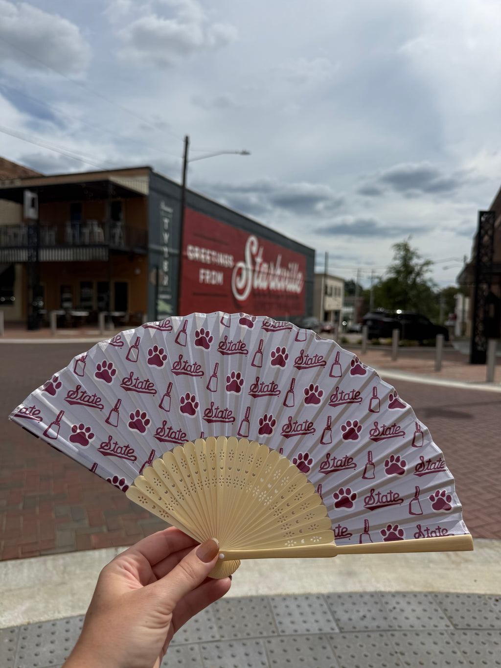 Mississippi State Pattern Handheld Folding Fan