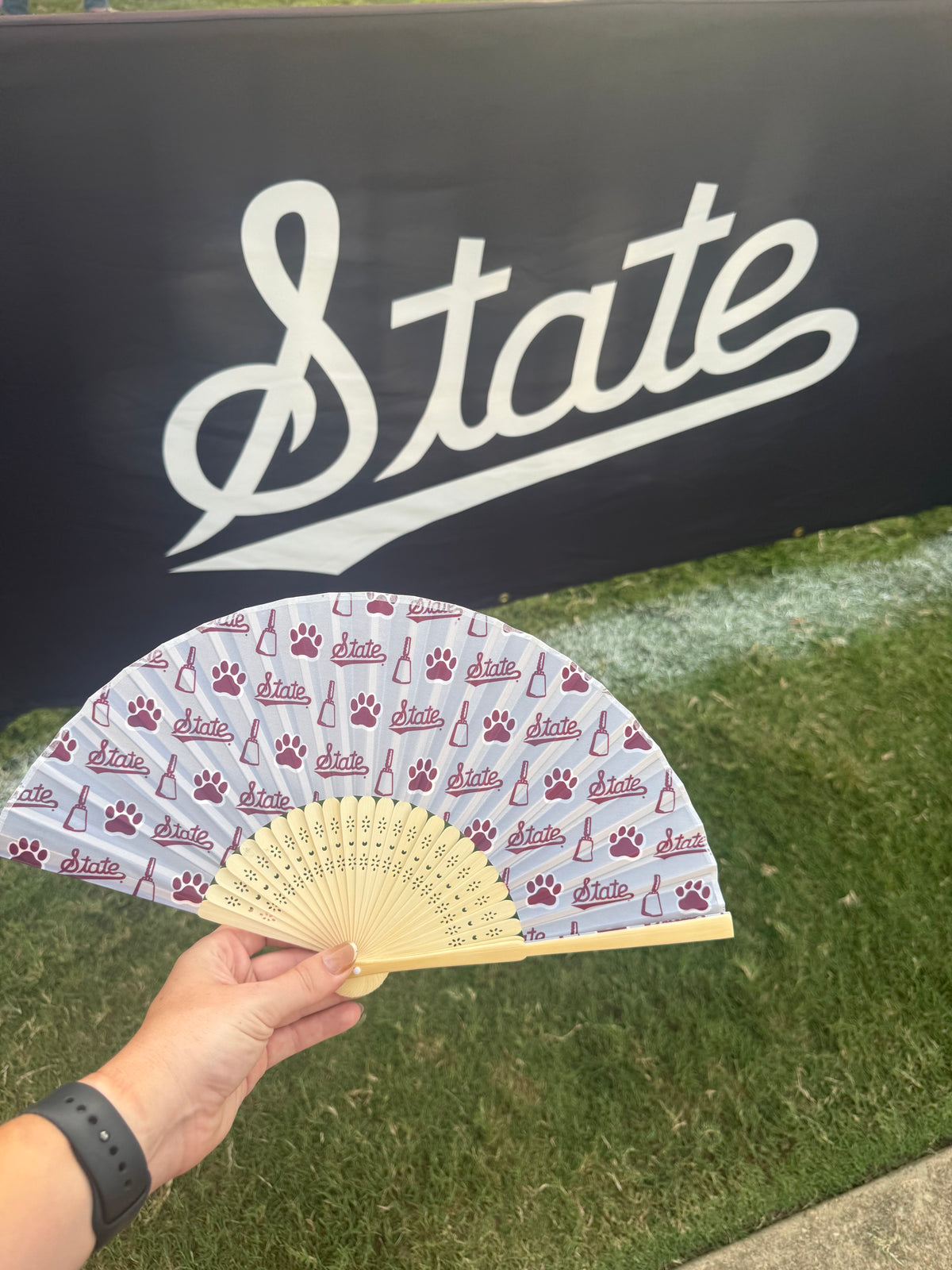 Mississippi State Pattern Handheld Folding Fan